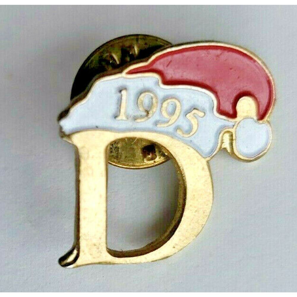 Vintage 1995 Christmas Initial Letter "D" Brooch Pin A1-6